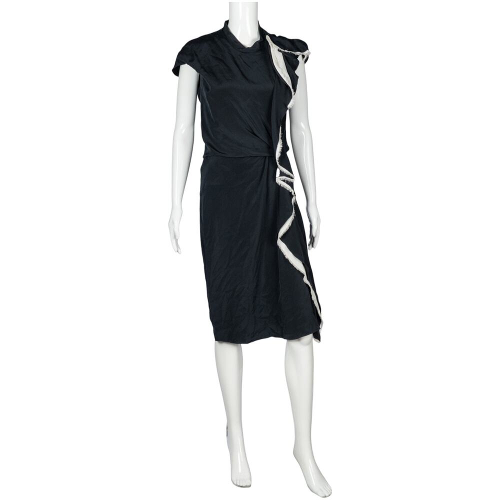 PHILLIP LIM Black Silk Short Sleeve Midi Dress Size XS